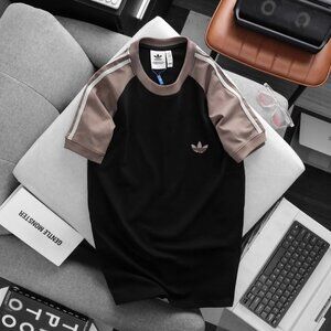 Adidas Classics Original 3 Stripes Tee Shirt Trefoil Retro Men Black Brown